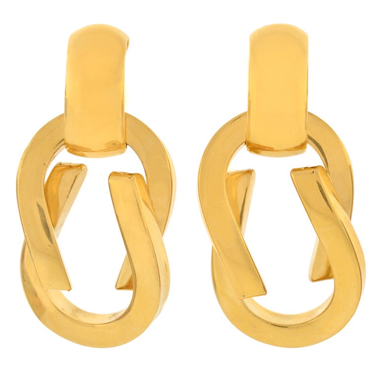 GUCCI Vintage Day and Night Gold Hoop Clip-On Earrings