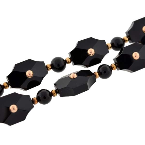 Women's Victorian Hand Carved Onyx Link Necklace