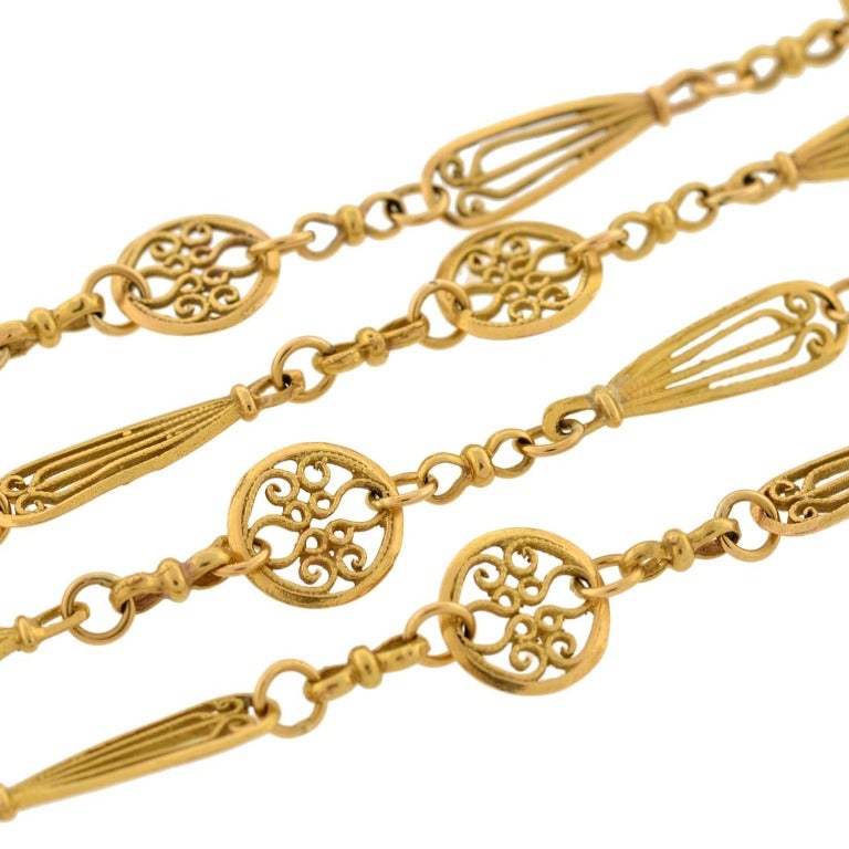 Late Victorian French Filigree Link Chain 56