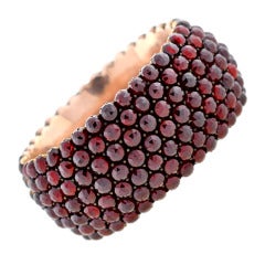 Victorian Wide Bohemian Garnet Hinged Bracelet