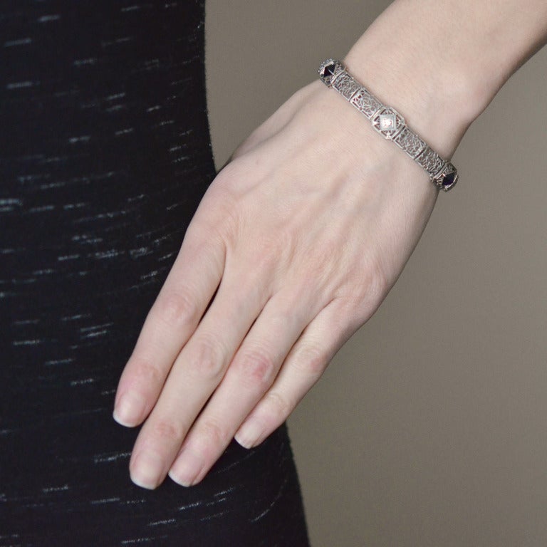 Art Deco Saphir-Diamant-Filigran-Armband 1