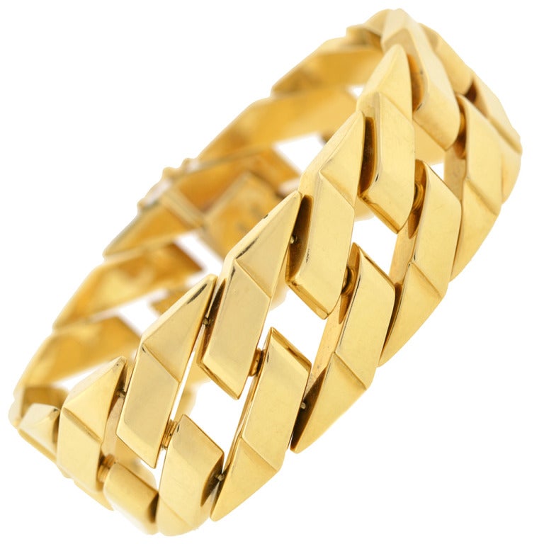 Bracelet contemporain en or à maillons cubains