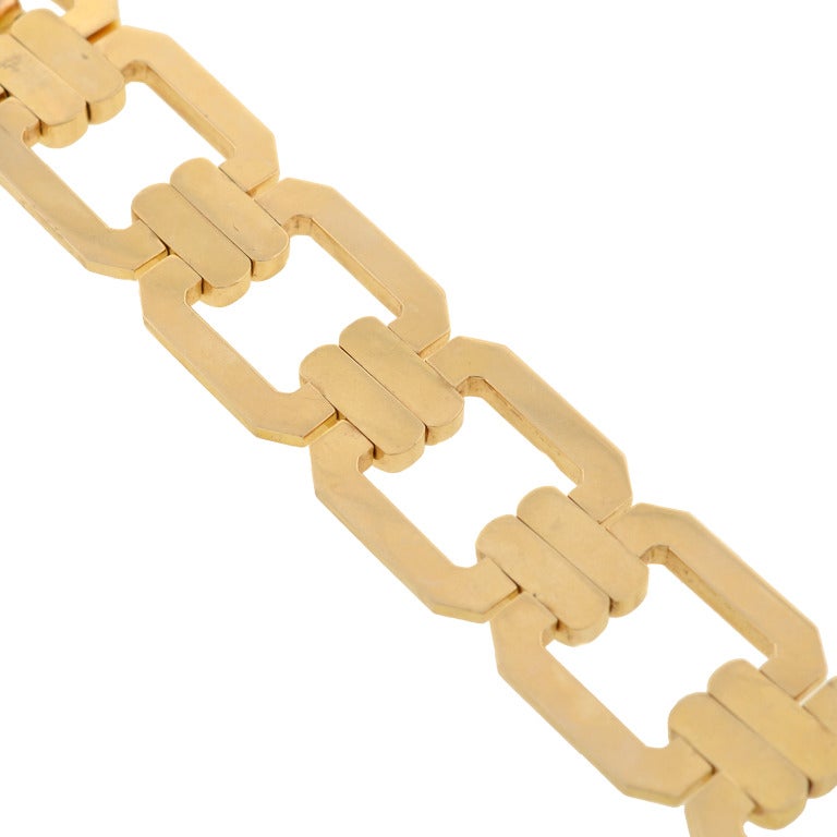 Women's Retro Square Link Gold Bracelet