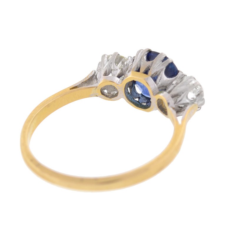 Women's Edwardian Sapphire Diamond Three Stone Ring