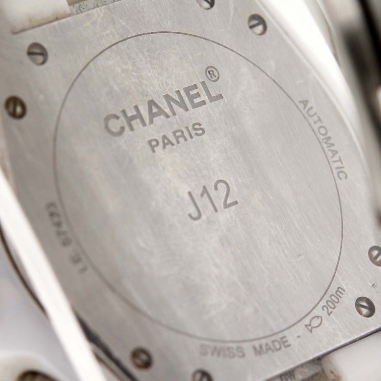 Chanel White Ceramic and Diamond J12 Automatic Chronograph Wristwatch 1