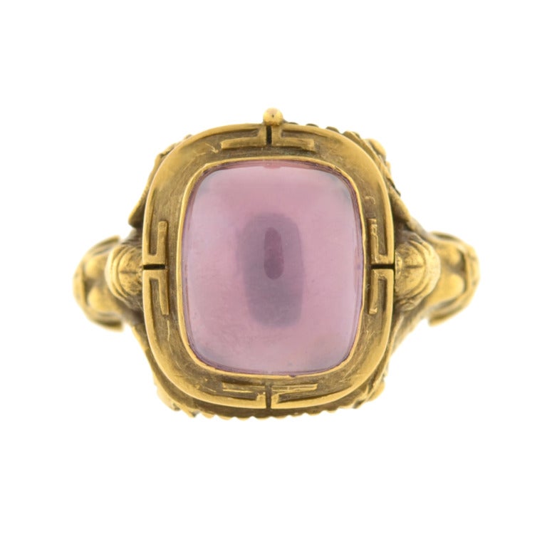 Art Nouveau Foil Back Amethyst Poison Ring In Excellent Condition In Narberth, PA