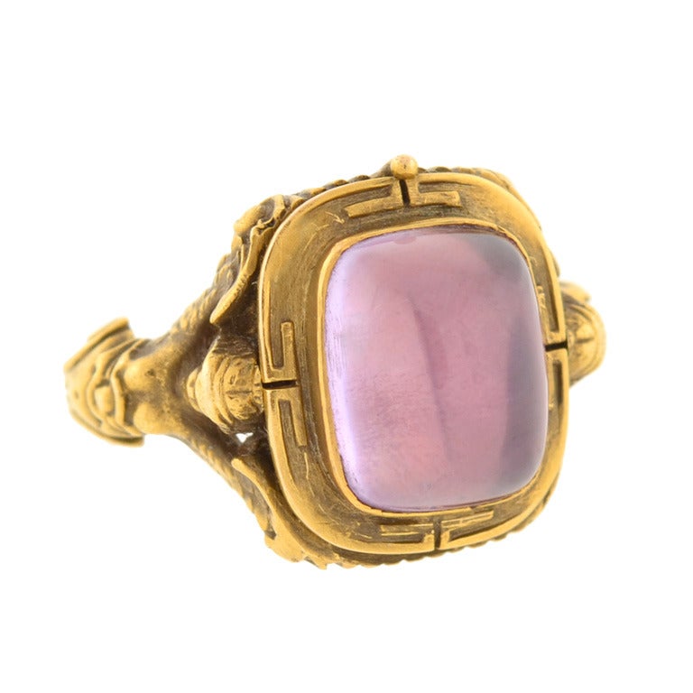 Art Nouveau Foil Back Amethyst Poison Ring