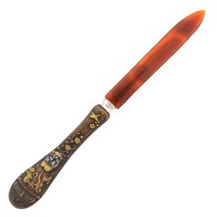 Victorian Shakudo Carnelian Letter Opener