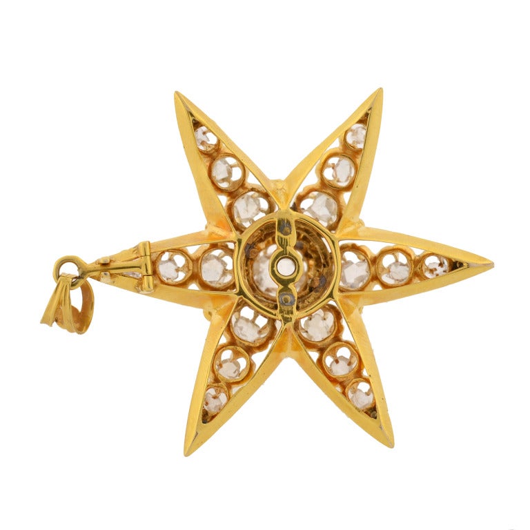 Women's Victorian Rose Cut Diamond Star Pendant