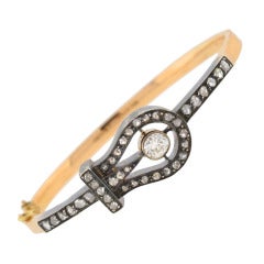 Victorian French Rose Cut Diamond Buckle Bracelet 12
