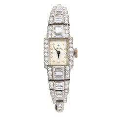 Hamilton Lady's Platinum and Diamond Bracelet Watch