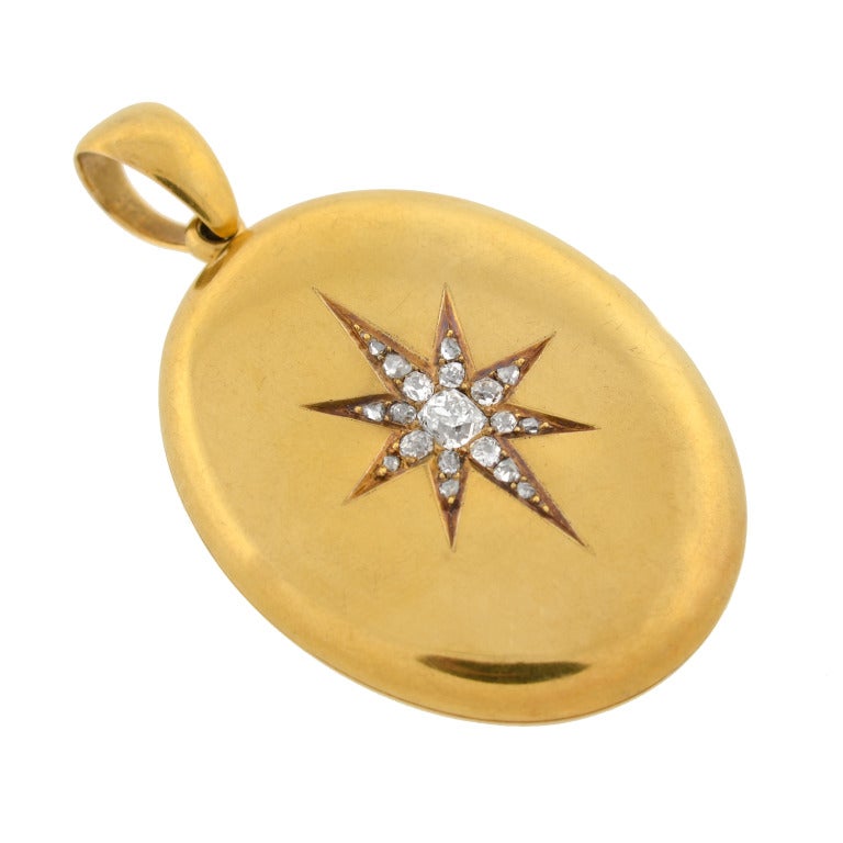 Victorian 0.85 Total Carat Diamond Starburst Locket