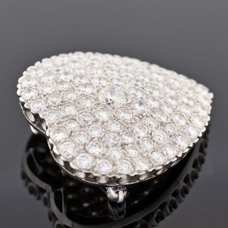 Women's  Pave Set Diamond Heart Pin Pendant For Sale