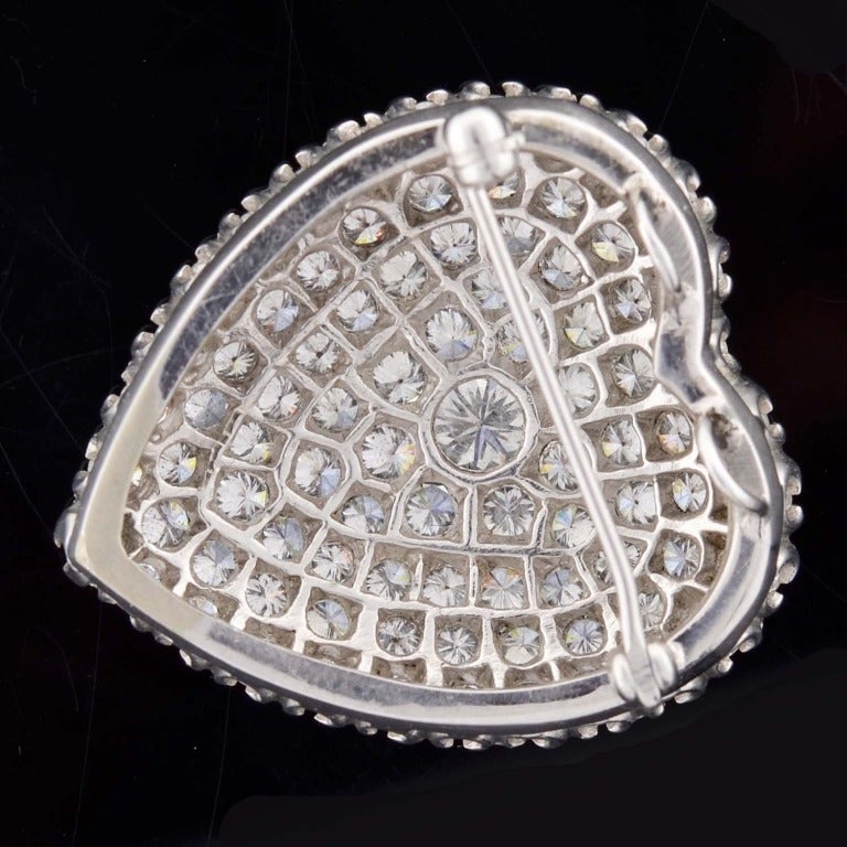  Pave Set Diamond Heart Pin Pendant For Sale 1