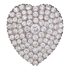 Vintage  Pave Set Diamond Heart Pin Pendant