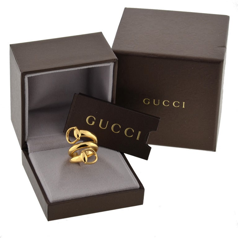Gucci Contemporary Wrap Around Gold Horsebit Contraire Ring 1