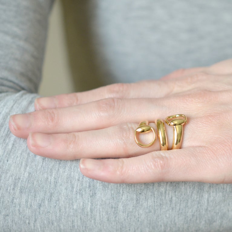 Gucci Contemporary Wrap Around Gold Horsebit Contraire Ring 2
