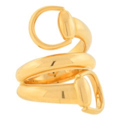 Gucci Contemporary Wrap Around Gold Horsebit Contraire Ring