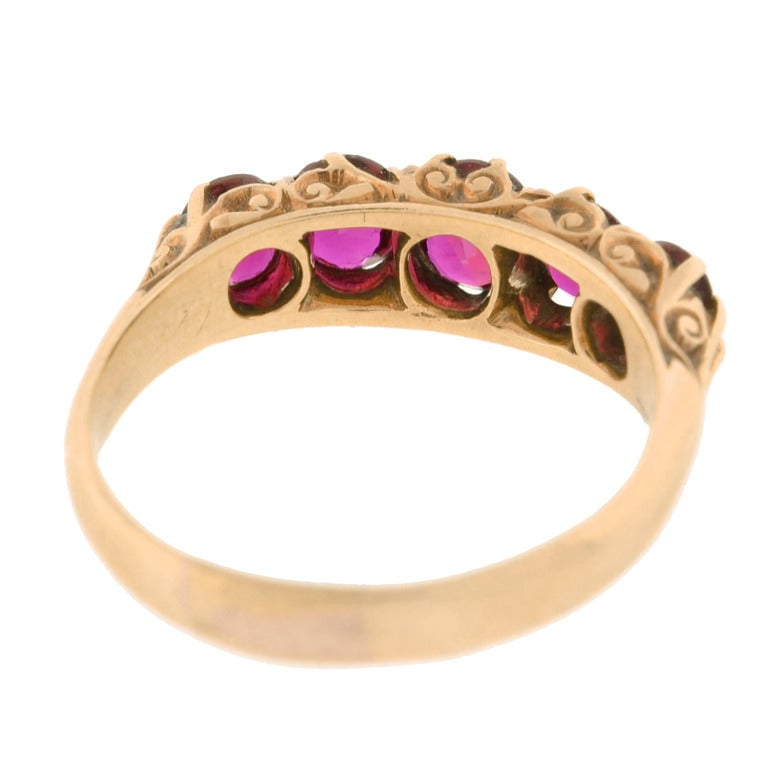 Women's Victorian Five Stone Natural Non-Heated Ruby Ring