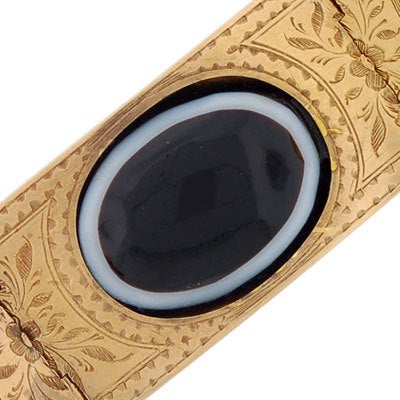 Victorian Banded Agate Gold Link Bangle Bracelet 3