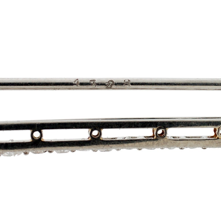 Edwardian Ceylon Sapphire & Diamond Platinum Bar Pin 2