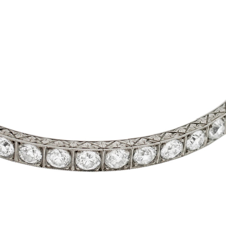 Art Deco Diamond & Platinum Expandable Bangle 8.77ctw 2