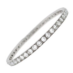 Art Deco Diamond & Platinum Expandable Bangle 8.77ctw