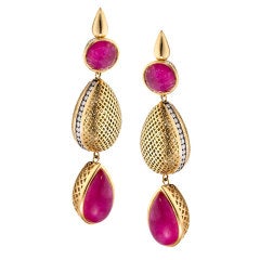 Crownwork Ruby and Diamond Earrings
