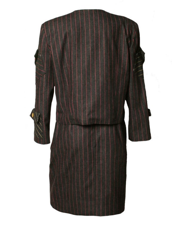 Women's 1980's Patrick Kelly Striped Skirt Suit For Sale