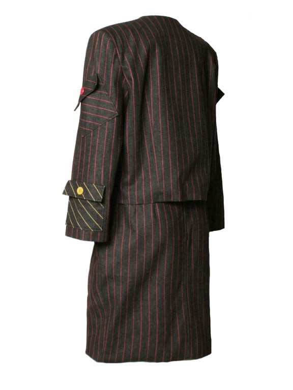 1980's Patrick Kelly Striped Skirt Suit For Sale 1