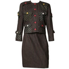 Vintage 1980's Patrick Kelly Striped Skirt Suit