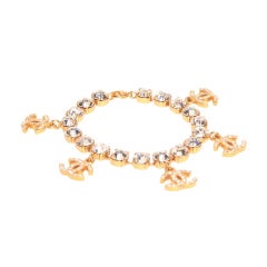 Chanel Rhinestone Logo Charm Bracelet