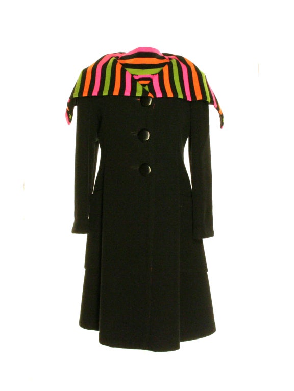 Women's 1964 Pauline Trigere Striped Dress & Matching Coat For Sale