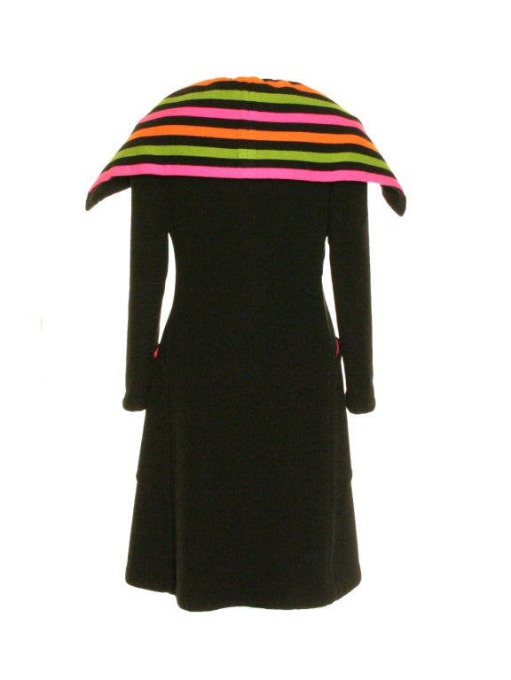 1964 Pauline Trigere Striped Dress & Matching Coat For Sale 1