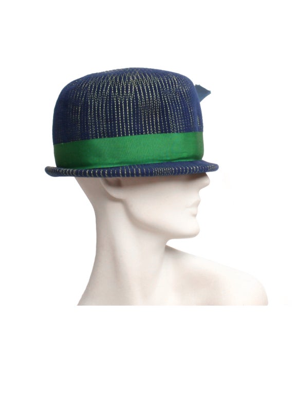 Women's 1960's Schiaparelli Blue & Green Hat For Sale
