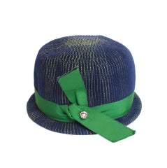 Vintage 1960's Schiaparelli Blue & Green Hat