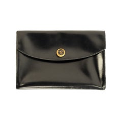 Hermès Navy Leather Envelope Clutch