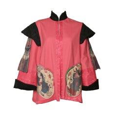 Vintage Oriental Trim Linen Jacket