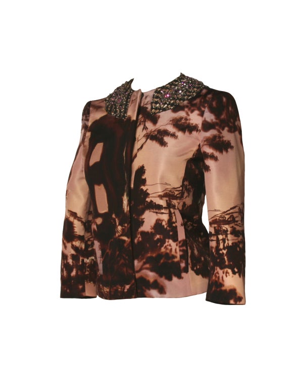 Prada Tweed & Rhinestone Jeweled Jacket