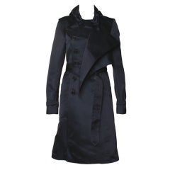 1990s Helmut Lang Navy Fitted Trench Coat