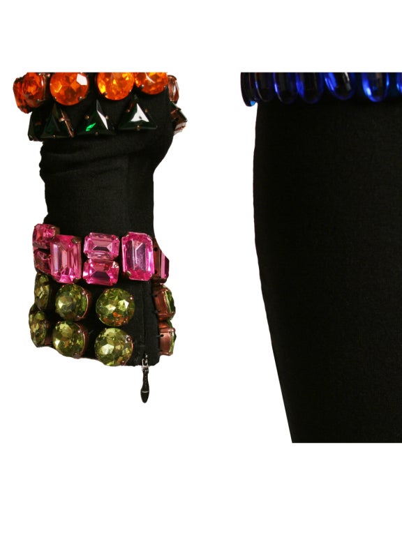 1990's Dolce & Gabbana Knit Multicolor Rhinestone Set For Sale 4