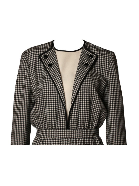1980's Valentino Boutique Houndstooth Dress For Sale 1