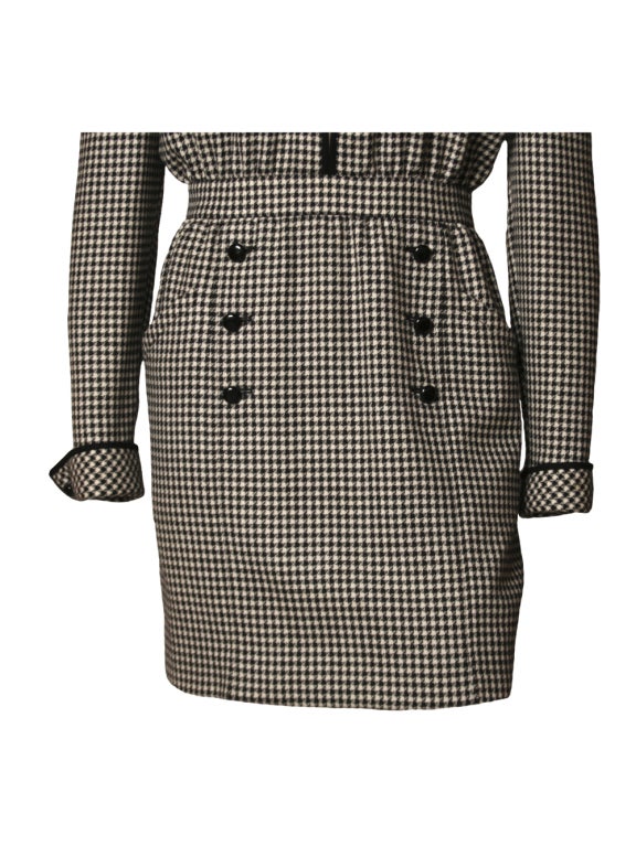 1980's Valentino Boutique Houndstooth Dress For Sale 2