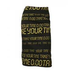 Moschino Digital Font Black & Yellow Pencil Skirt