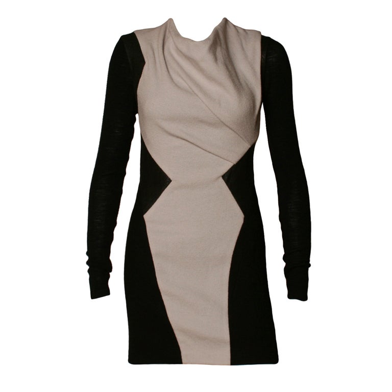 Helmut Lang Gray and Black Fitted Dress For Sale