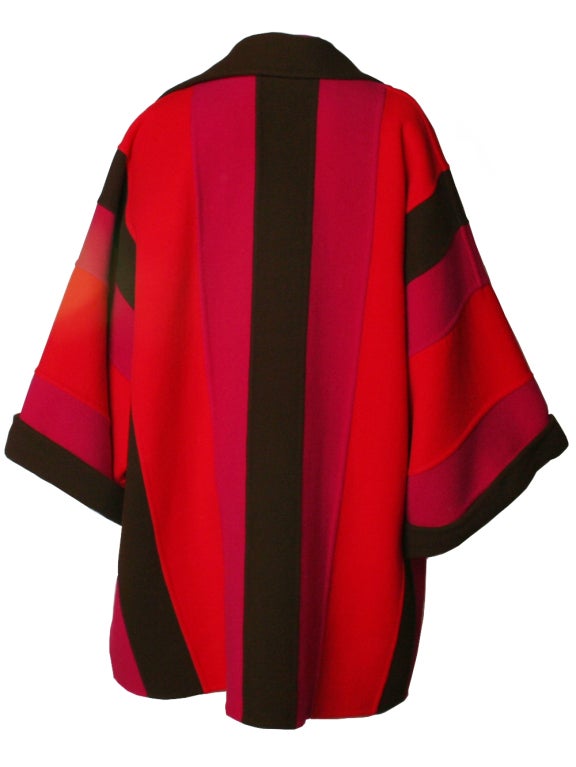 1990's Oscar de la Renta Fuchsia Dress and Coat Set For Sale 4