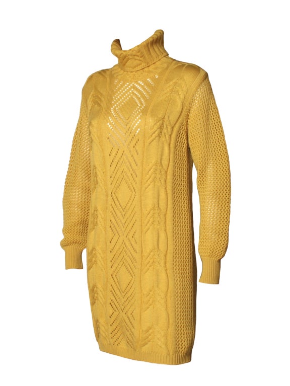 1990s Versace Mustard Sweater Dress