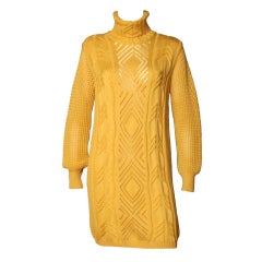 1990s Versace Mustard Sweater Dress
