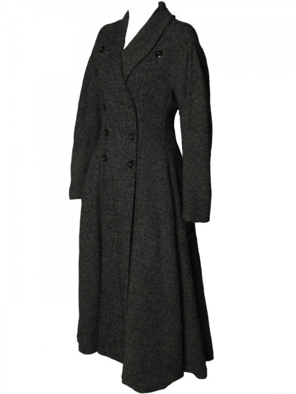1990's Kenzo Black and Gray Long Wool Coat