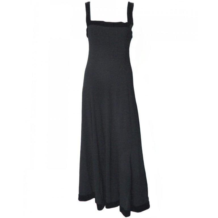 1980's Chanel Black Sleeveless Gown For Sale